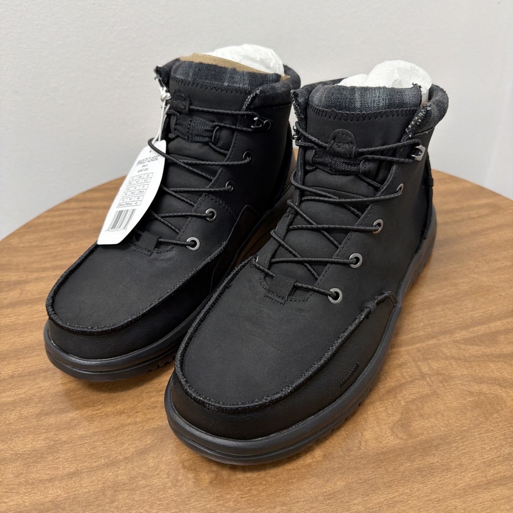 Hey Dude Men's Bradley Classic Boots Lightweight and flexible, Black/Black Sz 11